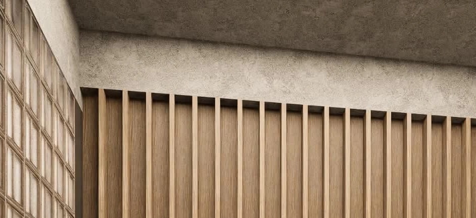 Concrete, board-formed, material detail