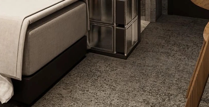 Terrazzo, grey aggregate, material detail