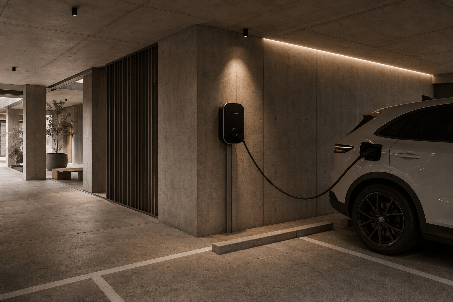 Electric vehicle charging bays at Kobo Hotels.